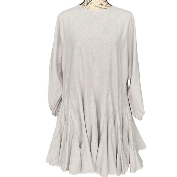 Aura A line Striped Long Sleeve Pleated Mini Dress in Size Small - Picture 1 of 11